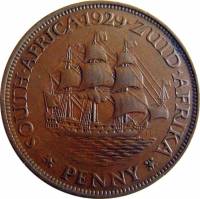 () Монета ЮАР (Южная Африка) 1926 год 1  ""   Алюминиево-Никелево-Бронзовый сплав (Al-Ni-Br)  UNC